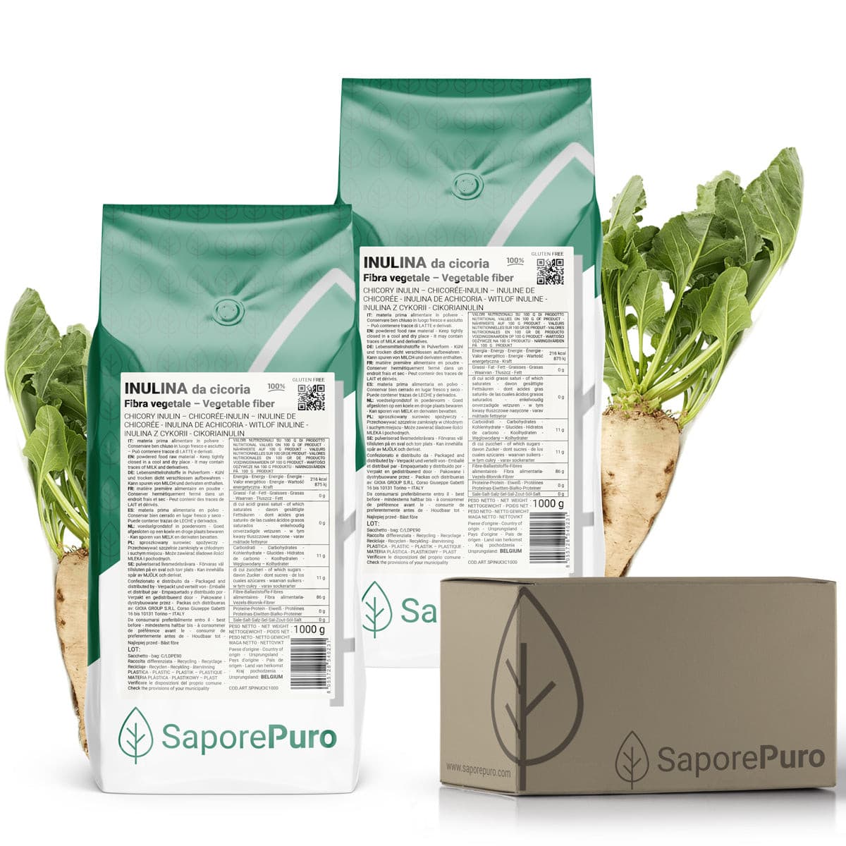 Inulina a Catena Corta in polvere - Confezione da 2kg - Origine Belgio - SaporePuro